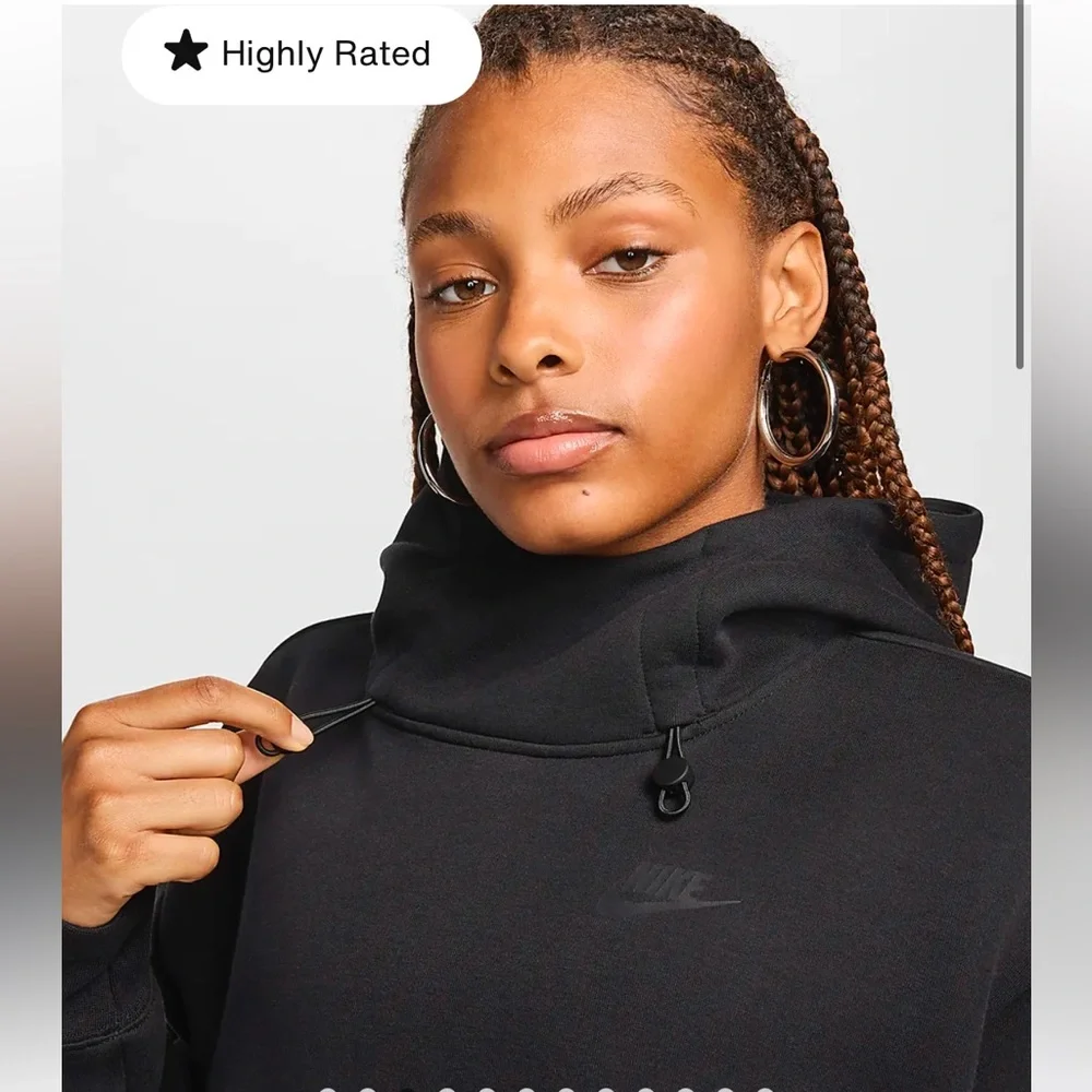 Nike Sportswear Tech Fleece Women's Oversized Hoodie Pullover Flax Black XL - Picture 4 of 7
